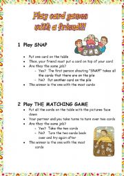 English Worksheet: 2 CARD GAMES