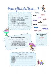 English Worksheet: HOW OFTEN DO/DOES....?