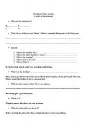English Worksheet: Video session:Una noche en el museo