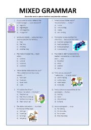 English Worksheet: MIXED GRAMMAR/TENSES and VOCABULARY (FCE preparation)
