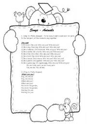 English Worksheet: Animal Song