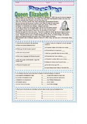 English Worksheet: Queen Elizabeth Reading