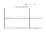 English worksheet: Toys: Read and Draw