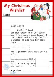 English Worksheet: Letter to Santa!Just print & complete!