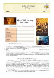 English Worksheet: good will hunting film review & comprehension exercises