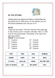 English worksheet: In the Kitchen