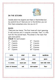 English Worksheet: In the Kitchen