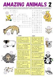 English Worksheet: Can & Cant fill-in blanks, Crossword, Word Search, Matching Quiz