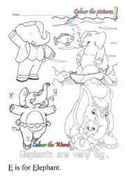 English Worksheet: E is for elephant