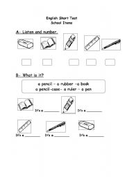 English worksheet: English Short Test
