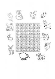 English worksheet: Animal word search 