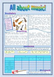 English Worksheet: All about music 1