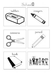 English Worksheet: School Items - Flashcards 1