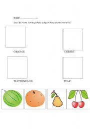English worksheet: cut and paste fruit