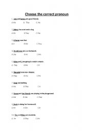 English worksheet: Choose the correct pronoun