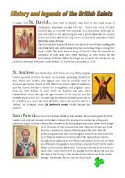 English Worksheet: History and legends in the lives of the British Saints