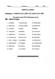 English Worksheet: Prefix & Suffix