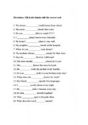 English worksheet: present simple