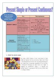 English Worksheet: Present simple or present continuous?