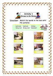 English worksheet: Room in the house 