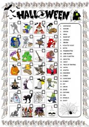 English Worksheet: HALLOWEEN WORDSEARCH