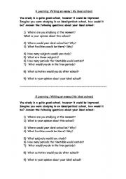 English Worksheet: Ideal School