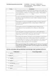 English Worksheet: Economic Terms