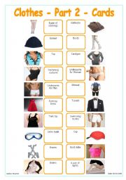 English Worksheet: Clothes - Part 2 - Cards