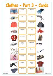 English Worksheet: Clothes - Part 3 - Cards