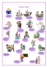 English Worksheet: Action verbs pictionary