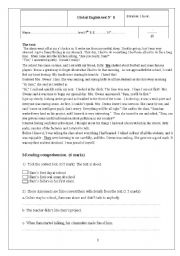 English Worksheet: First global test  for 9th basic education form ( Tunisian curriculum)