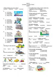 English Worksheet: tourist attractions