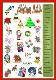 English Worksheet: Christmas Match