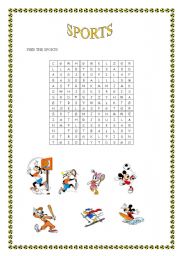 English worksheet: WORDSEARCH (SPORTS)