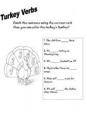 English Worksheet: Turkey Verbs