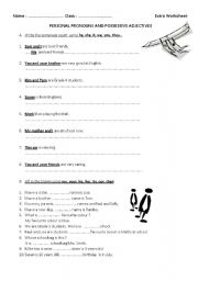 English Worksheet: personal pronouns and possesive adjectives