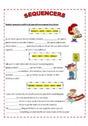 English Worksheet: SEQUENCERS - WRITING