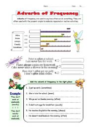 English Worksheet: Adverbs of Frequency (2 pages)
