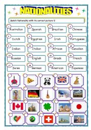 English Worksheet: Nationalities