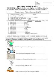 English Worksheet: 8th grade 1st term 1st exam 2011-2012