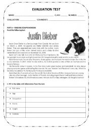 English Worksheet: 7th grade evaluation  test