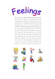 English Worksheet: Feelings. Word Search