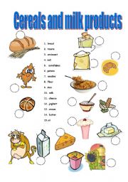 English Worksheet: cereals , milk products