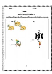 English worksheet: Adding -s (3rd person singular)