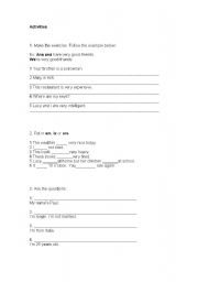 English Worksheet: Verb to be