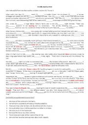 English Worksheet: FCE: Reading, Cloze and vocabulary