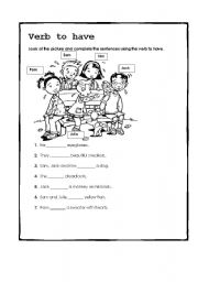 English Worksheet: verb to have I