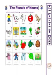 English Worksheet: The Plurals of Nouns - Practice