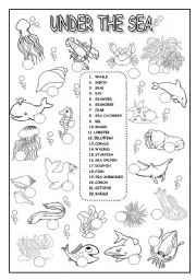 English Worksheet: under the sea