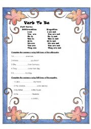 English Worksheet: To Be